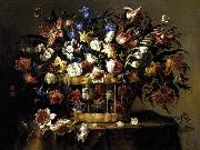 Arellano, Juan de Basket of Flowers c USA oil painting artist